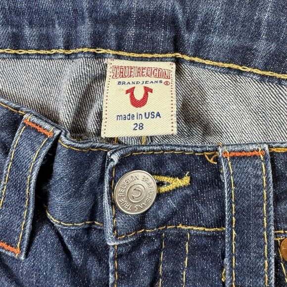 Vintage True Religion Jeans Womens 28 Blue Joey Low Rise Flare Made in USA Y2K - Picture 10 of 16
